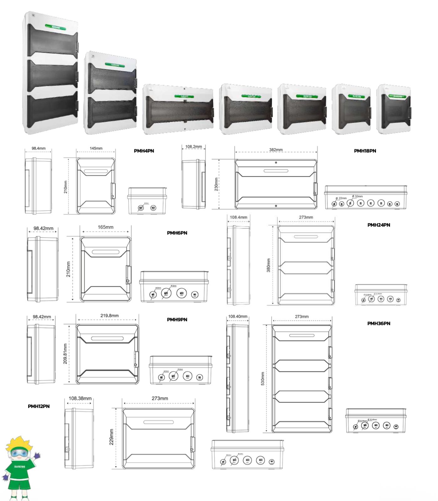 ตู้คอมไบเนอร์ Combiner Box Suntree SHPN Series IP65 รูปที่ 2