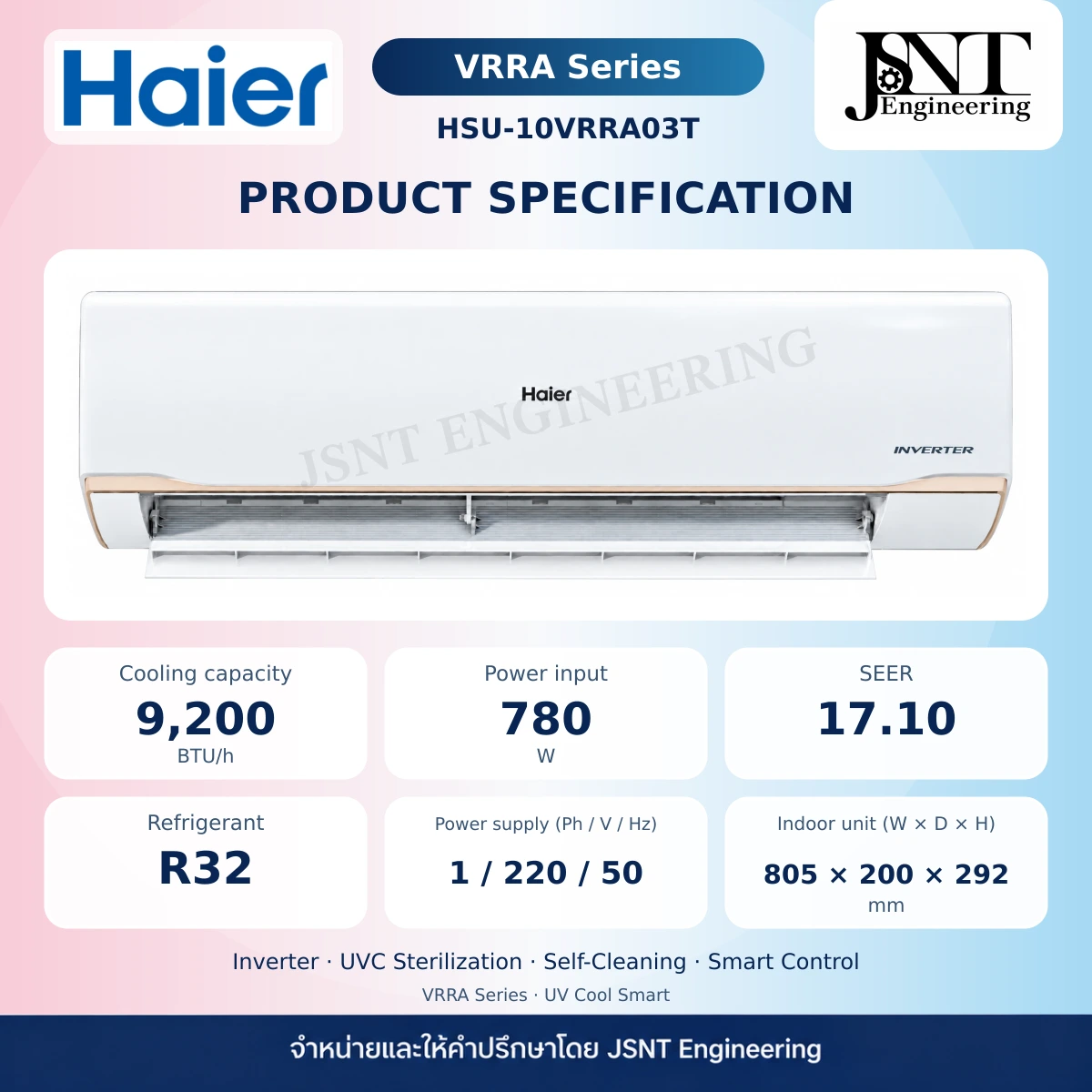 เครื่องปรับอากาศ Haier ติดผนัง ระบบอินเวอร์เตอร์ รุ่น VRRA (Black Fin) รูปที่ 4