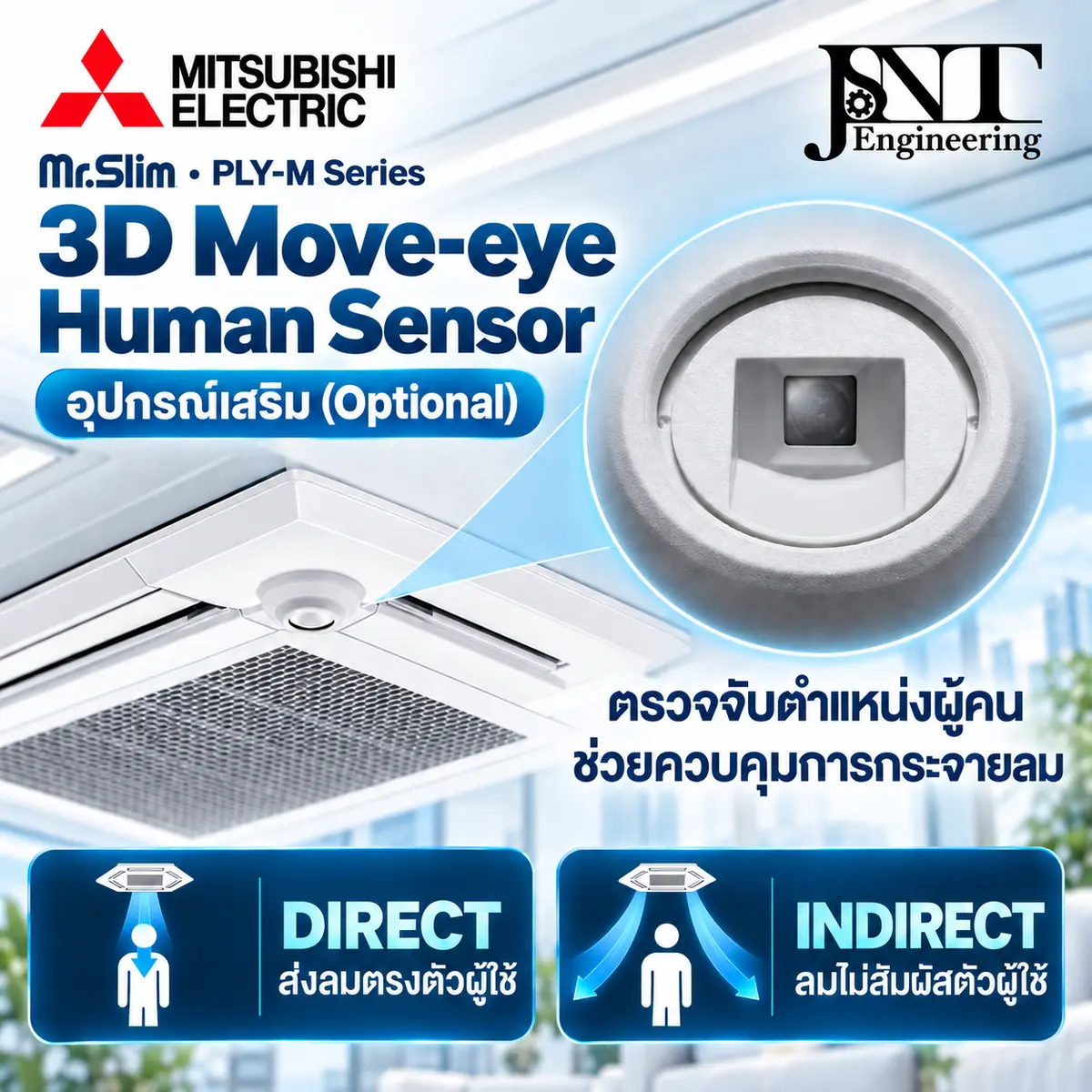 เครื่องปรับอากาศ แบบ 4 ทิศทาง ยี่ห้อ มิตซู อินเวอร์เตอร์ Standard Inverter R32 รีโมทมีสาย รูปที่ 3