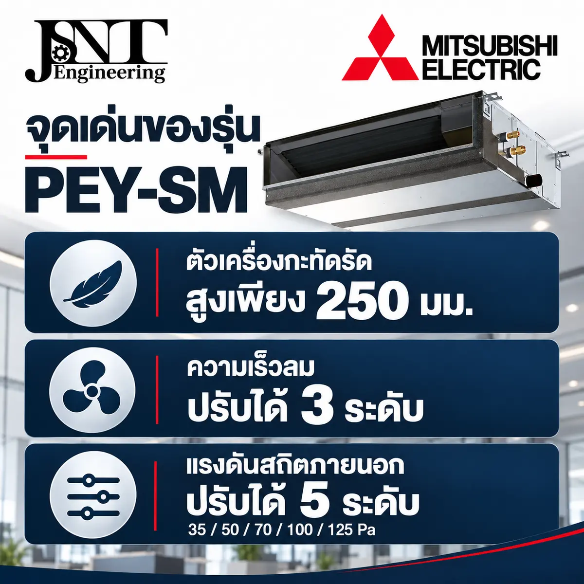 แอร์ท่อลมซ่อนในฝ้า Mitsubishi Electric Mr.Slim PEY-SM Deluxe Inverter รูปที่ 2