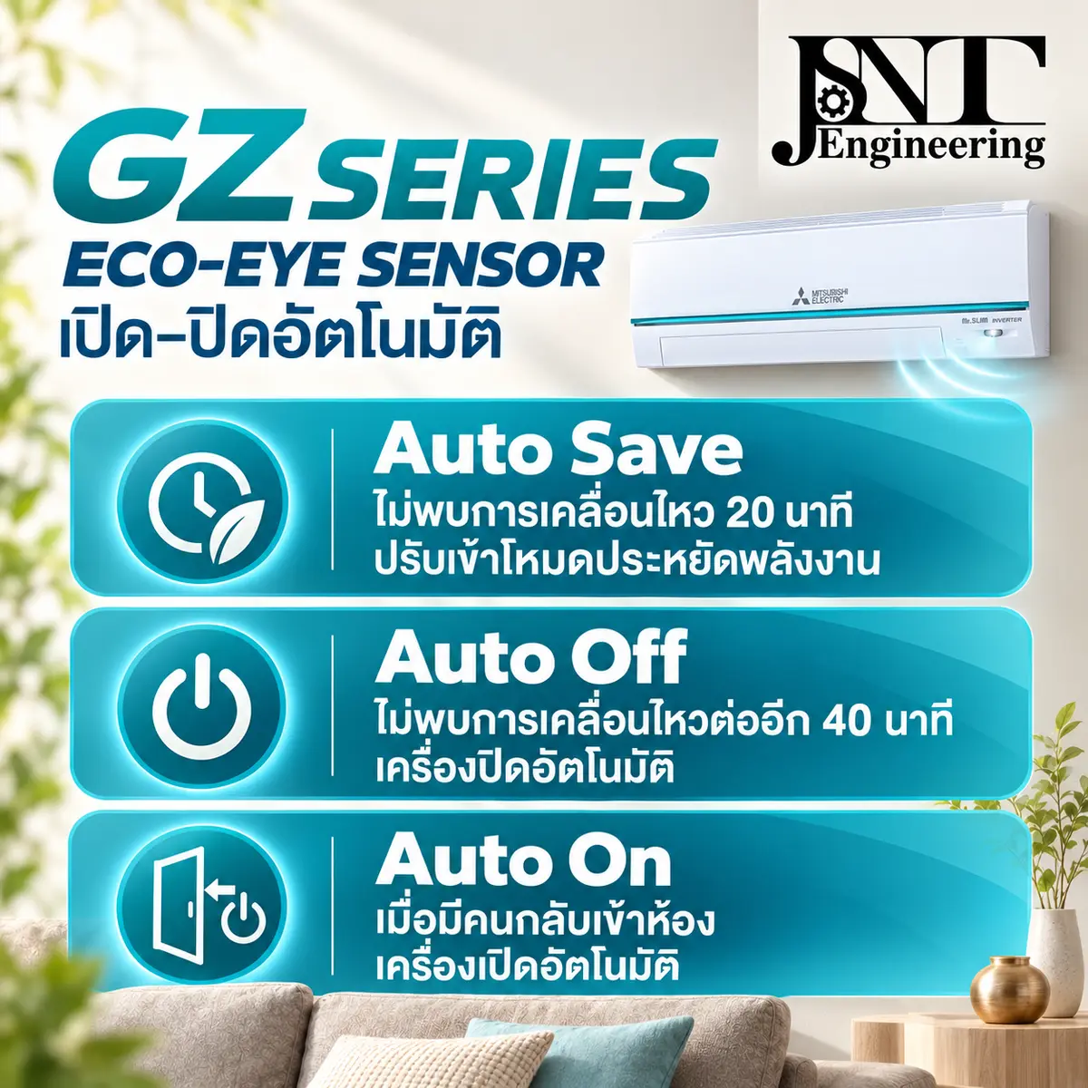 เครื่องปรับอากาศ มิตซู ระบบอินเวอร์เตอร์ GZ Series (Super Inverter) รูปที่ 3