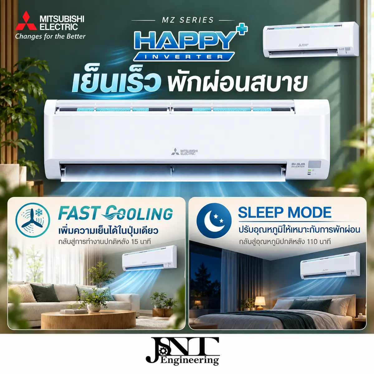 เครื่องปรับอากาศ มิตซู ระบบอินเวอร์เตอร์ MZ Series (Happy Plus Inverter) รูปที่ 3