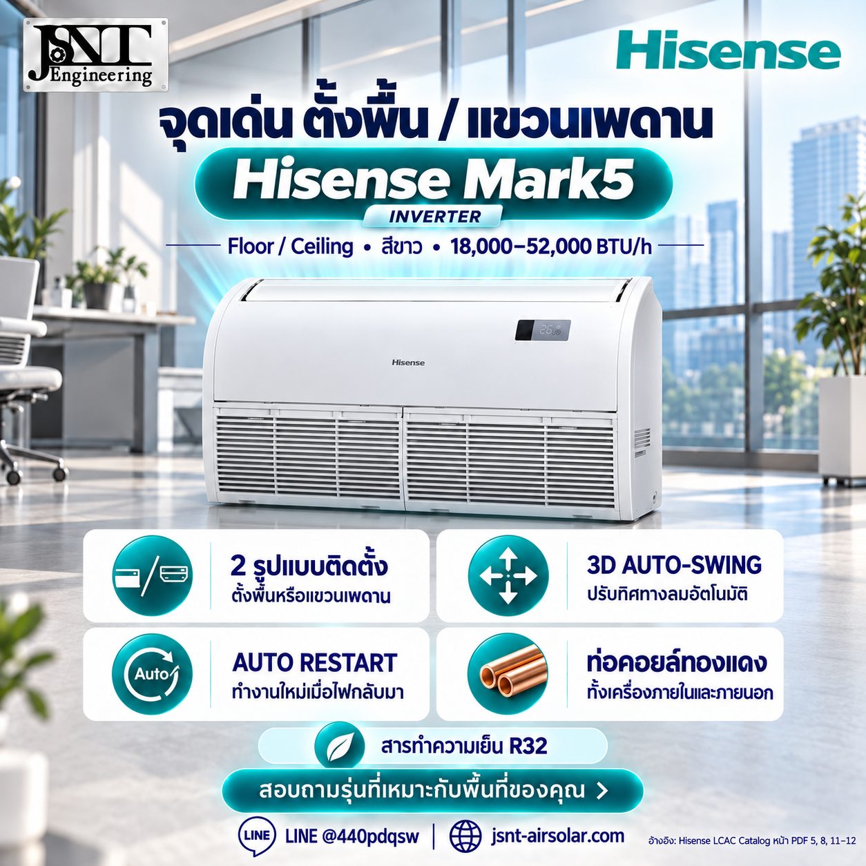 เครื่องปรับอากาศ Hisense ตั้งพื้น/แขวนใต้ฝ้า ระบบอินเวอร์เตอร์ รุ่น AUV รูปที่ 2