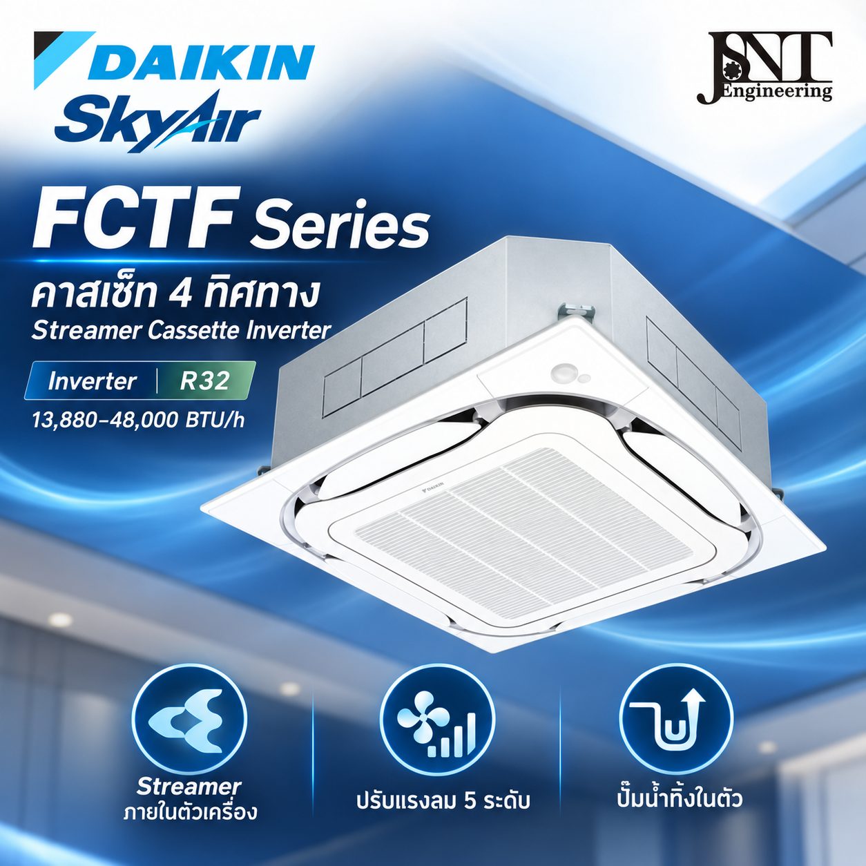 เครื่องปรับอากาศ Daikin Round Flow Cassette Inverter FCTF หน้ากาก Sensing เซ็นเซอร์อัจฉริยะ (ขาว/ดำ) รูปที่ 2
